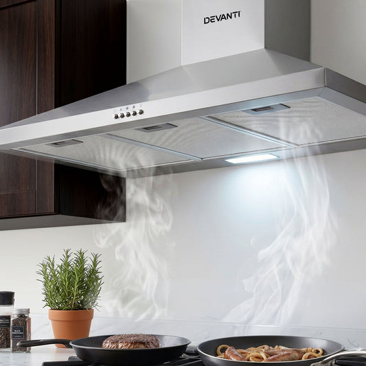 Devanti 900mm Range Hood Stainless Steel 90cm Rangehood