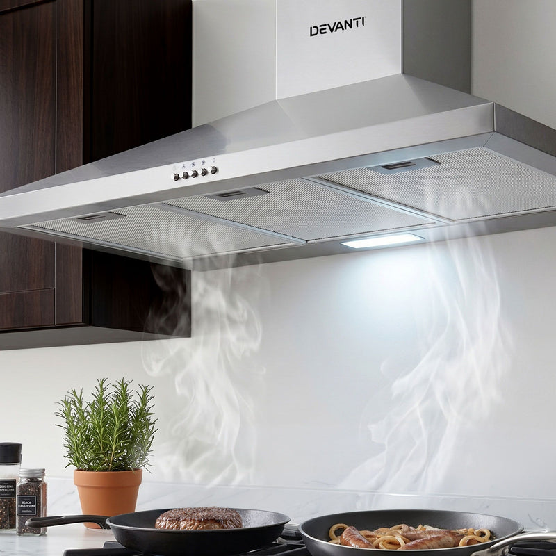 Devanti 900mm Range Hood Stainless Steel 90cm Rangehood