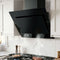 Devanti 90cm Range Hood Black Glass Rangehood 900mm