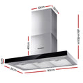 Devanti 90cm Range Hood Stainless Steel Glass