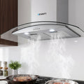 Devanti 900mm Range Hood 90cm Glass Canopy Rangehood
