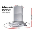 Devanti 900mm Range Hood 90cm Glass Canopy Rangehood