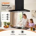 Devanti 90cm Island Rangehood Ceiling-Mounted 3-Speed Touch Control LED Black