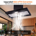 Devanti 90cm Island Rangehood Ceiling-Mounted 3-Speed Touch Control LED Black