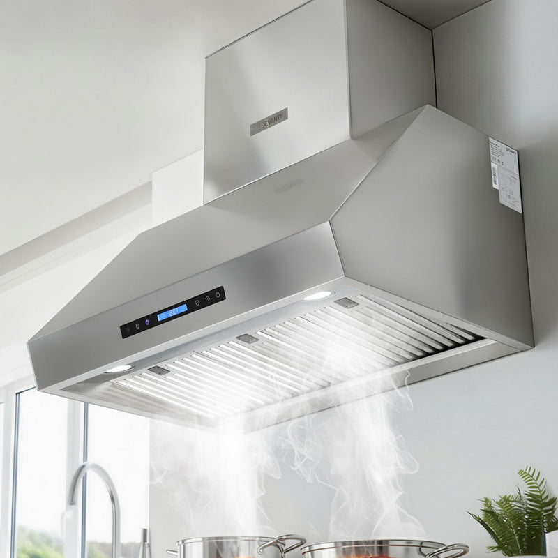Devanti 900mm Range Hood 3-Speed Fan LED Remote Control