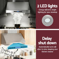 Devanti 900mm Range Hood 3-Speed Fan LED Remote Control