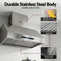 Devanti 900mm Range Hood 3-Speed Fan LED Remote Control