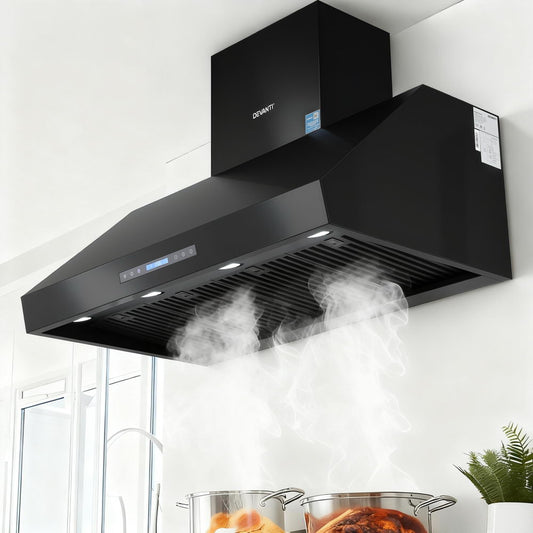Devanti 1200mm Commercial BBQ Range Hood Dual Motor Black