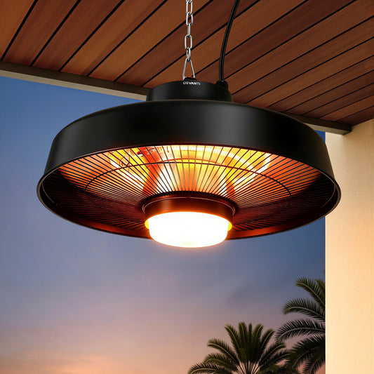 Devanti 2000W Outdoor Electric Patio Heater LED Light Remote