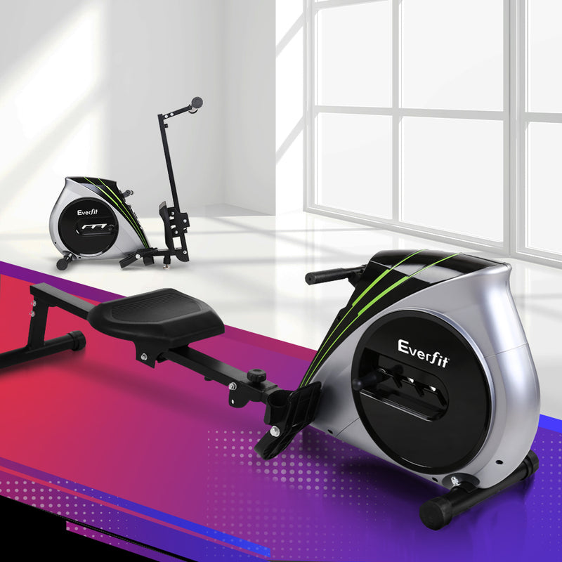 Everfit Rowing Machine Elastic Rope Resistance Home Cardio Silver