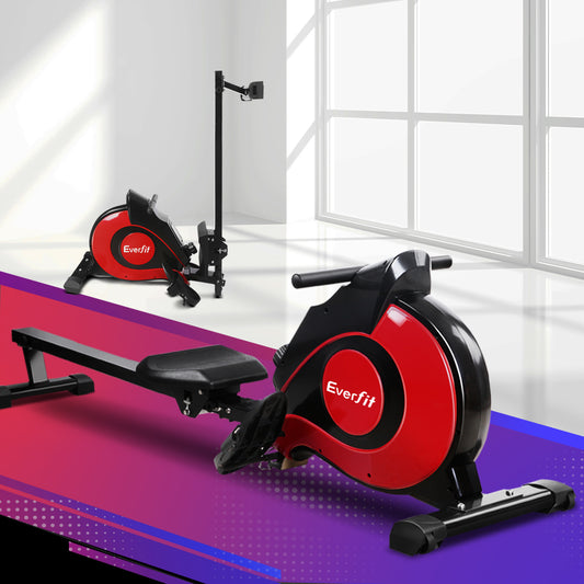 Everfit Magnetic Rowing Machine Red Exercise Home Cardio Gym