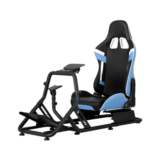 Artiss Racing Simulator Cockpit Chair Blue Steering Wheel