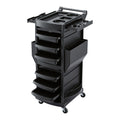 Embellir Salon Trolley 2 Lockable Doors 6 Tier Trays Mobile Hair Cart Black