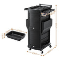 Embellir Salon Trolley 2 Lockable Doors 6 Tier Trays Mobile Hair Cart Black