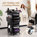 Embellir Salon Trolley 2 Lockable Doors 6 Tier Trays Mobile Hair Cart Black