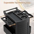 Embellir Salon Trolley 2 Lockable Doors 6 Tier Trays Mobile Hair Cart Black