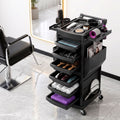 Embellir Salon Trolley 2 Lockable Doors 6 Tier Trays Mobile Hair Cart Black