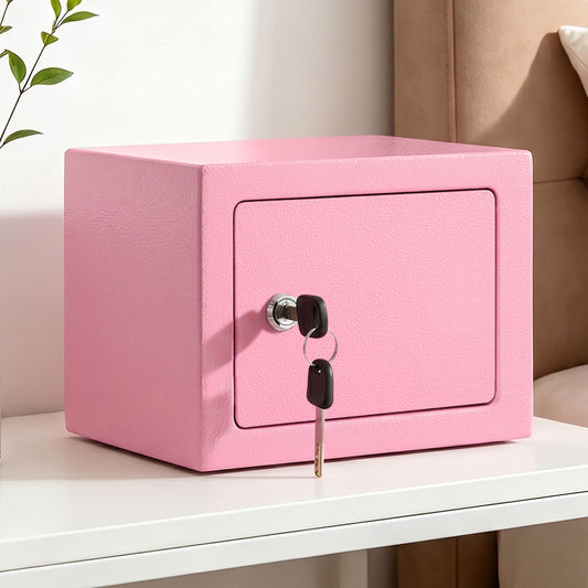 UL-Tech 6.5L Safe Box Key Lock Cash Mini Home Security Pink