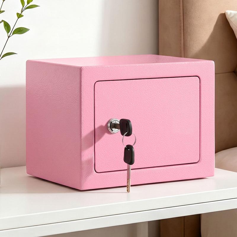 UL-Tech 6.5L Safe Box Key Lock Cash Mini Home Security Pink