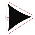 Instahut Shade Sail 5x5x5m Triangle 280GSM Black 98%