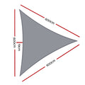 Instahut Shade Sail 6x6x6m Triangle 280GSM Grey