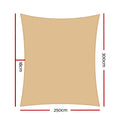 Instahut Shade Sail 2.5x3m Rectangle 280GSM 98% Sand