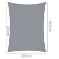 Instahut Shade Sail 3x5m Rectangle Grey 280GSM 98% Shade