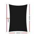Instahut Shade Sail 3x6m Rectangle 280GSM Black 98% UV