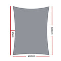 Instahut Shade Sail 4x6m Rectangle 280GSM Grey