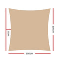 Instahut Shade Sail 5x5m Square 280GSM Sand Shade Cloth