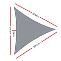 Instahut Shade Sail 5x5x5m Triangle 280GSM Grey