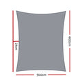 Instahut Shade Sail 5x6m Rectangle 280GSM Grey 98% Blockout