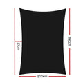 Instahut Shade Sail 5x7m Rectangle 280GSM 98% Black