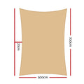 Instahut Shade Sail 5x7m Rectangle 280GSM 98% Sand