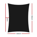 Instahut Shade Sail 6x8m Rectangle 280GSM Black 98% UV