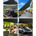 Instahut Shade Sail 6x8m Rectangle 280GSM Black 98% UV