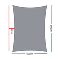 Instahut Shade Sail 6x8m Rectangle 280GSM Grey Shade Cloth