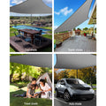 Instahut Shade Sail 6x8m Rectangle 280GSM Grey Shade Cloth