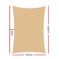 Instahut Shade Sail 2x4m Rectangle 185GSM Sand Shade Cloth