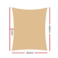 Instahut Shade Sail 5x6m Rectangle 185GSM Sand Shade Cloth