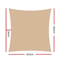 Instahut Shade Sail 6x6m Rectangle 185GSM 95% Sand