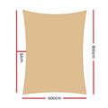 Instahut Shade Sail 6x8m Rectangle 185GSM 95% Sand