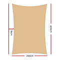 Instahut Shade Sail 2x4m Rectangle Sand 95% Waterproof Shade Cloth