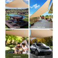 Instahut Shade Sail 2x4m Rectangle Sand 95% Waterproof Shade Cloth