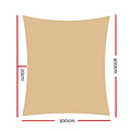 Instahut Shade Sail 3x4m Rectangle Sand 95% Waterproof Shade