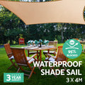 Instahut Shade Sail 3x4m Rectangle Sand 95% Waterproof Shade