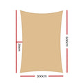 Instahut Shade Sail 3x6m Rectangle Sand 95% Waterproof Shade