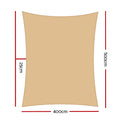 Instahut Shade Sail 4x5m Rectangle Waterproof Sand 95% UV