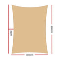 Instahut Shade Sail 4x6m Rectangle Sand 95% Waterproof Shade Cloth