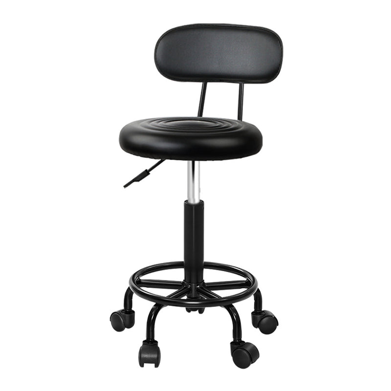 Artiss Salon Stool Swivel Chair Backrest Black
